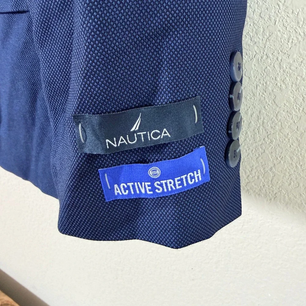 Nautica Active Stretch Suit Mens 48R Jacket 44Wx30L Pants Navy Blue Textured NWT